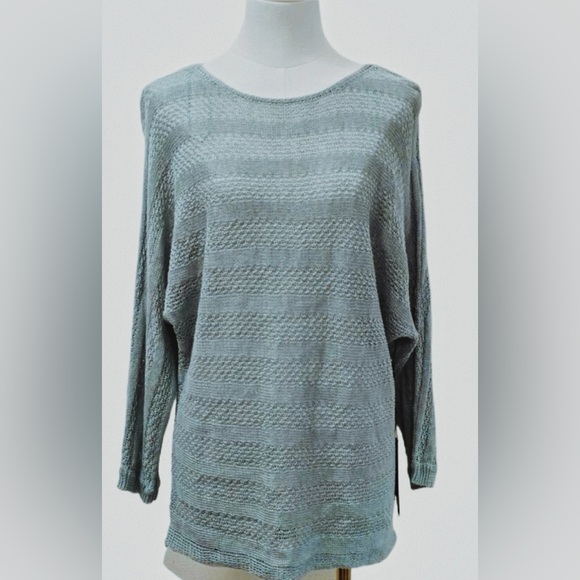 Tahari Linen Knit Womens Pullover L Light Green  Sweater L Lightweight Casual - Picture 1 of 8